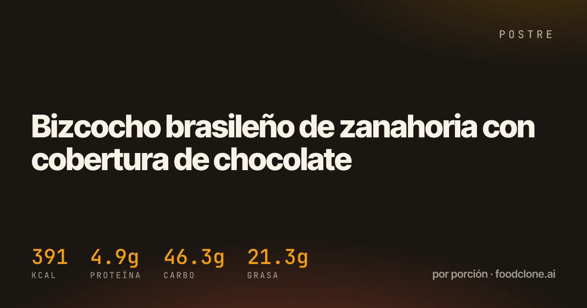 Bizcocho brasileño de zanahoria con cobertura de chocolate