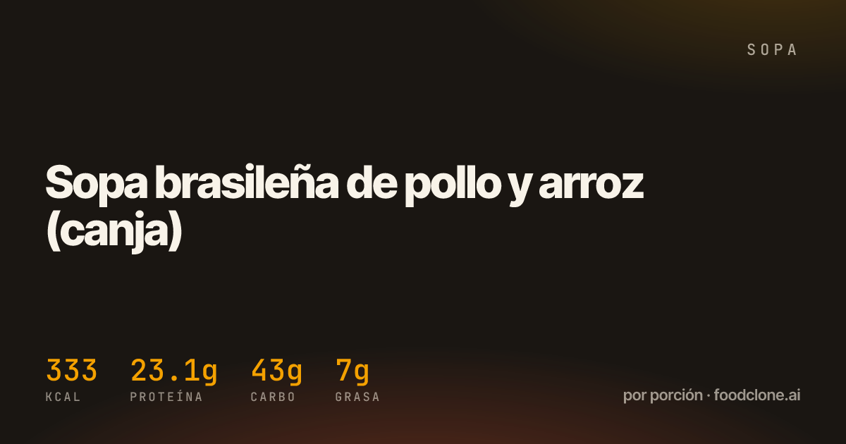 Sopa brasileña de pollo y arroz (canja)