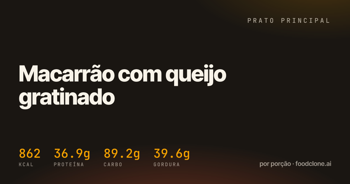 Macarrão com queijo gratinado